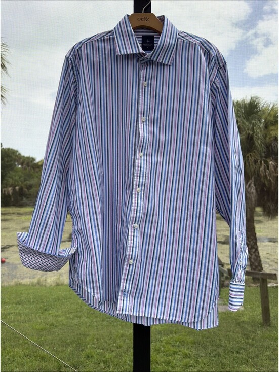 TailorByrd Other - TAILORBYRD DESIGNER BUTTON UP DRESS SHIRT Mens XL Striped Colorful Flip Cuffs